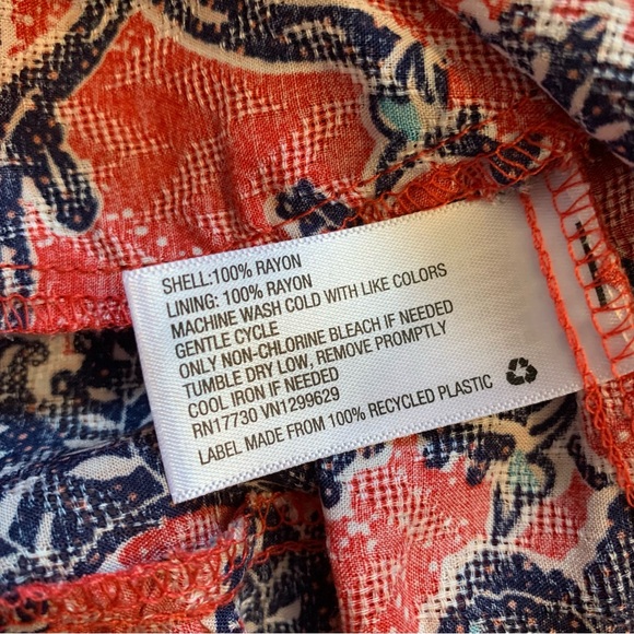 Knox Rose Red & Navy Blue Boho Short Sleeve Midi Dress Size Small *FLAWS* NWT - Picture 13 of 17